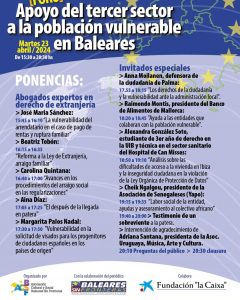 Cartel del Foro Apoyo del tercer sector a la población vulnerable en Baleares