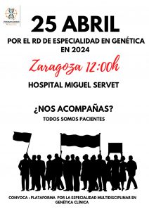 25 de abril por el RD de especialidad en genética en 2024. Zaragoza