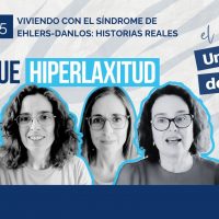 "Miniatura del podcast Un Mundo de Cebras, episodio 5 de la primera temporada, titulado 'Viviendo con Síndrome de Ehlers-Danlos: Historias Reales'. En la imagen aparece el Dr. Ricardo Gil junto a las entrevistadas Mariangeles Docampo, Inma Guerrero y Marga Peralta."